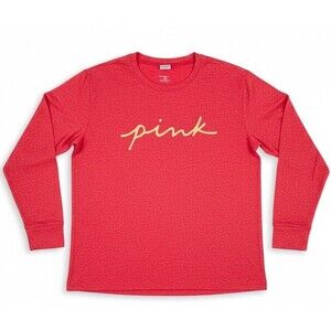 Victoria’s Secret PINK Top XL Red Heather Long Sleeve Gold Logo NWT